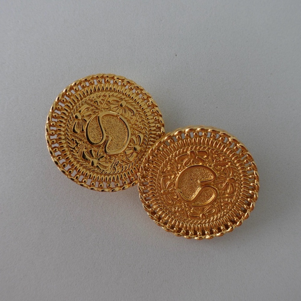 St. John Coin Elegant Clip-on Gold-Tone Earrings